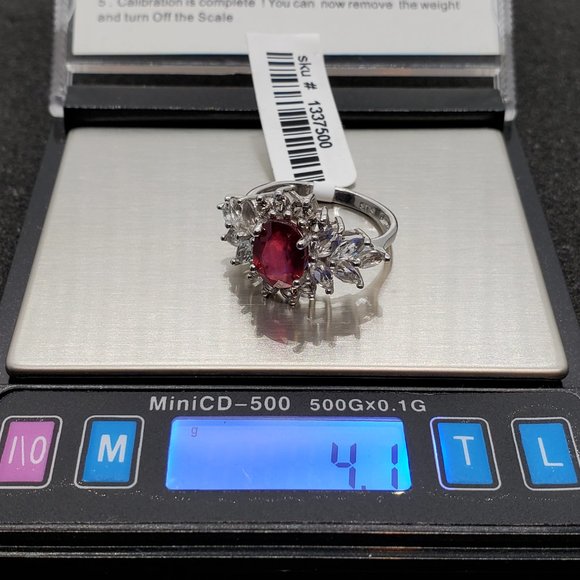 Ruby White Topaz Sterling Silver Ring SZ 8 TGW - Picture 13 of 14